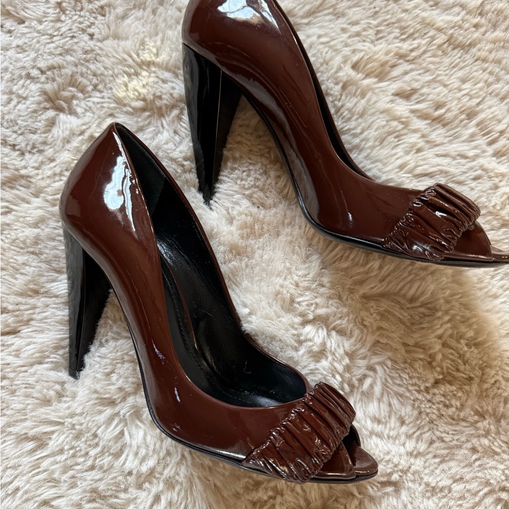 Burberry Dark Brown Patent Leather Heels - Picture 3 of 12